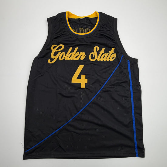 Autographed/Signed Moses Moody Golden State Black Basketball Jersey Beckett BAS COA