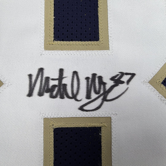 Autographed/Signed Michael Mayer Notre Dame Blue College Football Jersey Beckett BAS COA