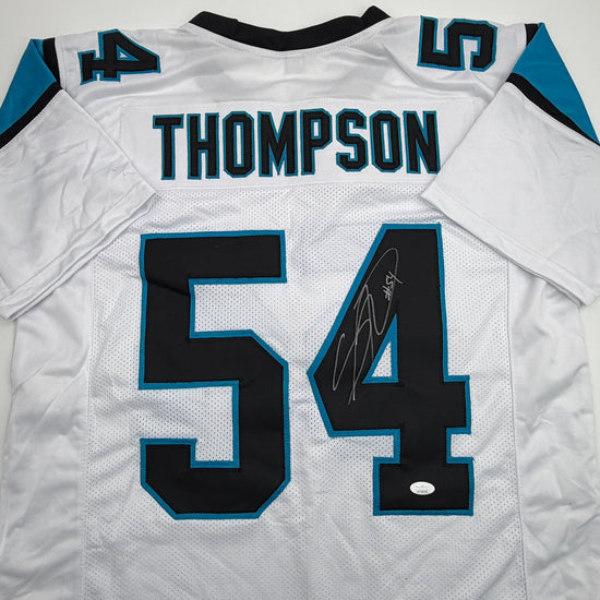 Autographed/Signed Shaq Thompson Carolina White Football Jersey JSA COA