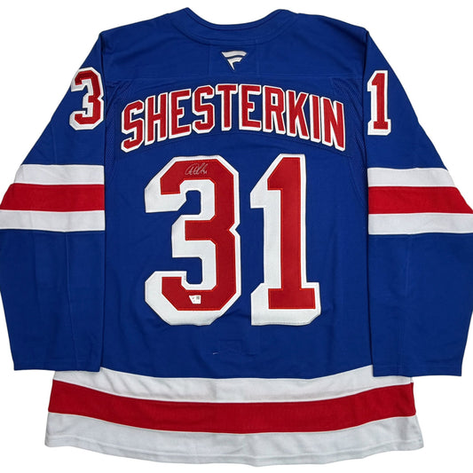 Autographed/Signed Igor Shesterkin New York Rangers Blue Authentic Hockey Jersey Fanatics COA