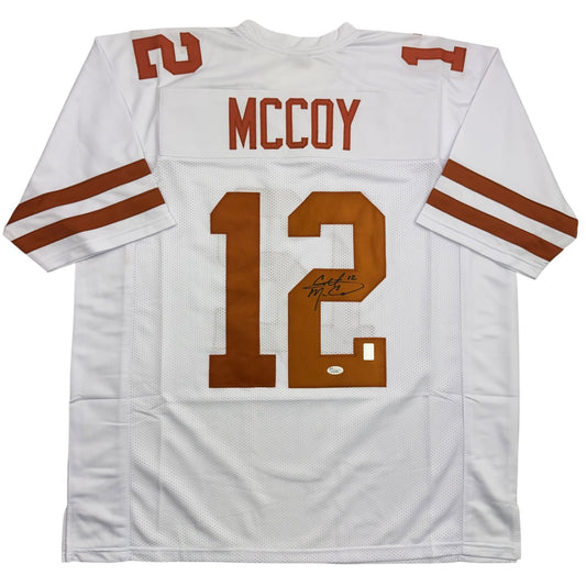 Autographed/Signed Colt McCoy Texas White College Football Jersey JSA COA