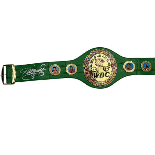 Autographed/Signed Manny Pacquiao Pac-Man WBC Green Boxing Replica Championship Belt Beckett BAS COA