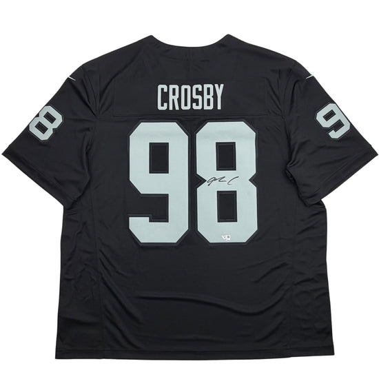 Autographed/Signed Maxx Crosby Oakland Las Vegas Raiders Black Authentic Football Jersey Fanatics COA