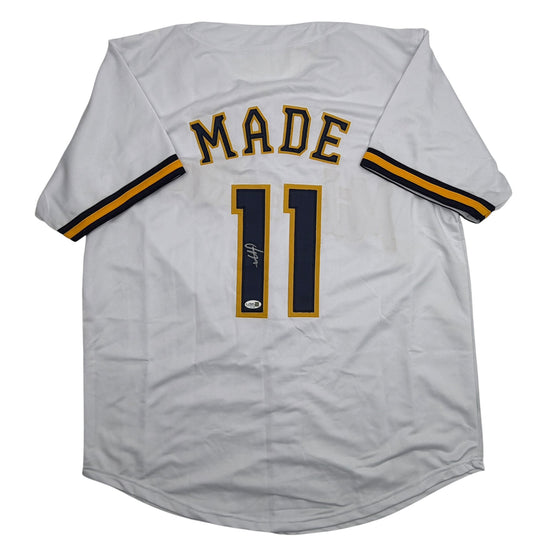 Autographed/Signed Jesus Made Milwaukee White Baseball Jersey JSA COA