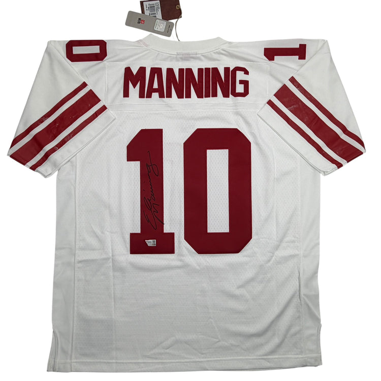 Autographed/Signed Eli Manning New York Giants White Mitchell & Ness Authentic Football Jersey Fanatics COA