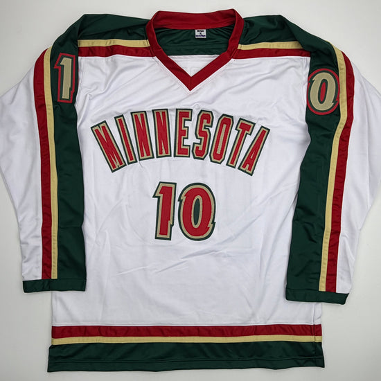 Autographed/Signed Marian Gaborik Minnesota White 25th Anniversary Hockey Jersey Beckett BAS COA