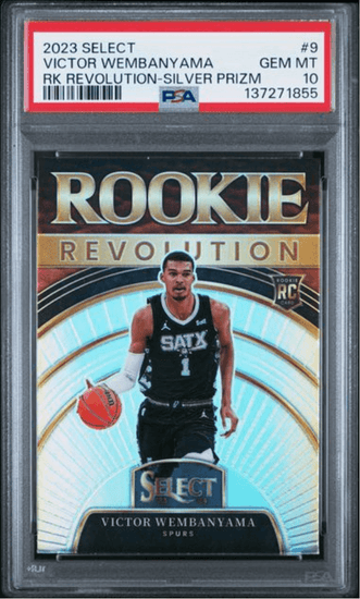 Graded 2023 Panini Select Victor Wembanyama #9 Rookie Revolution Silver Prizm Rookie RC Basketball Card PSA 10 Gem Mint