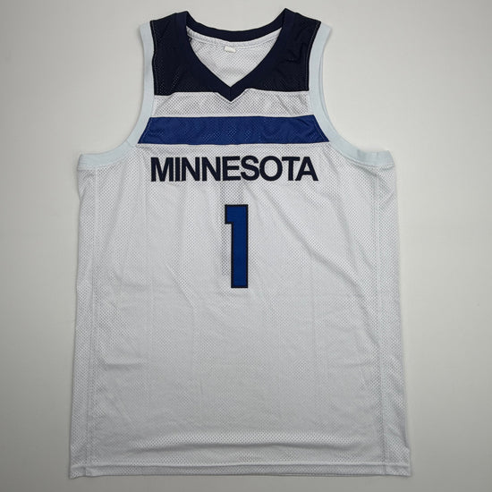 Autographed/Signed Anthony Edwards Minnesota White Basketball Jersey Beckett BAS COA