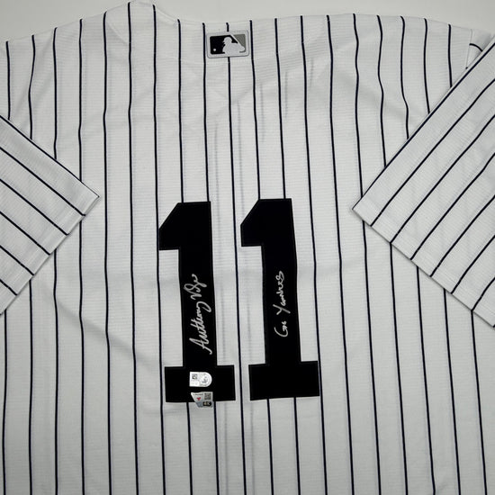 Autographed/Signed Anthony Volpe New York Yankees Pinstripe Authentic Baseball Jersey Fanatics & MLB COA