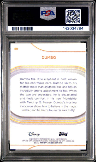 Graded 2025 Topps Chrome Disney Sapphire Dumbo #88 Trading Card PSA 10 Gem Mint