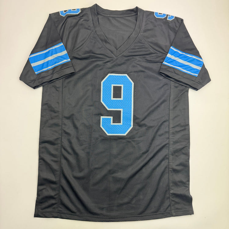Autographed/Signed Jameson Williams Detroit Black Football Jersey Beckett BAS COA