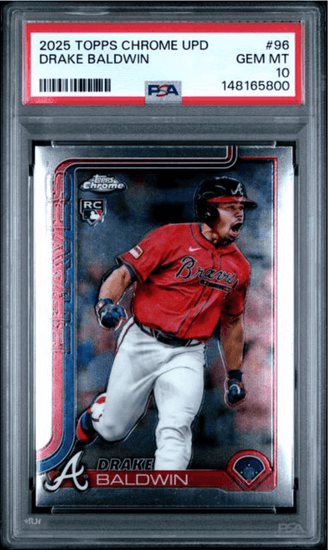 Graded 2025 Topps Chrome Update Drake Baldwin #96 Rookie RC Baseball Card PSA 10 Gem Mint