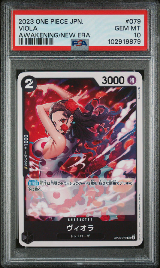 Graded 2023 One Piece JP Viola #079 Japanese Awakening of the New Era Trading Card Game PSA 10 Gem Mint
