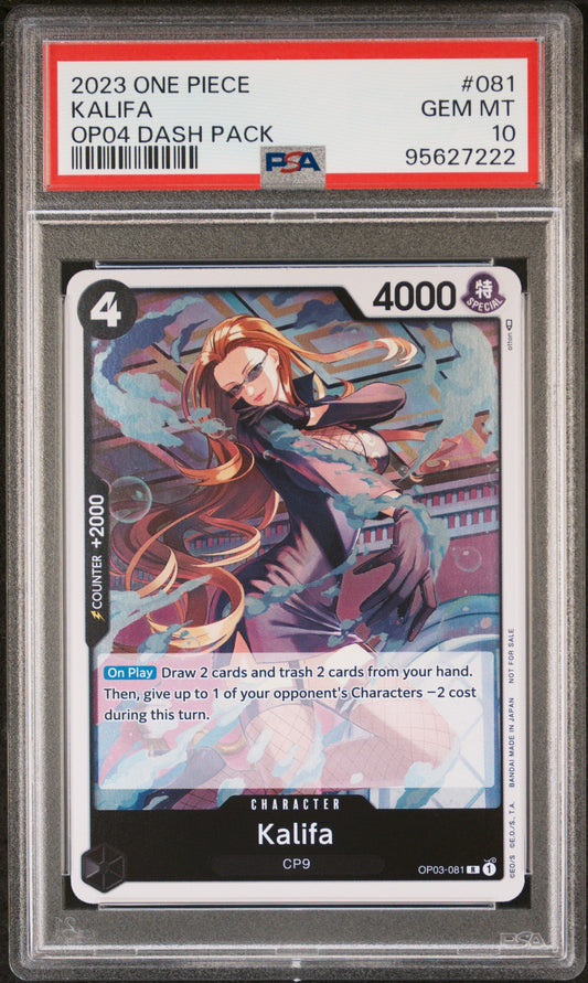 Graded 2023 One Piece Kalifa #081 Kingdoms of Intrigue Trading Card Game PSA 10 Gem Mint
