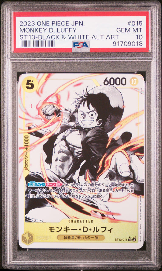 Graded 2023 One Piece Japanese Monkey D Luffy #015 ST13 Trading Card Game PSA 10 Gem Mint