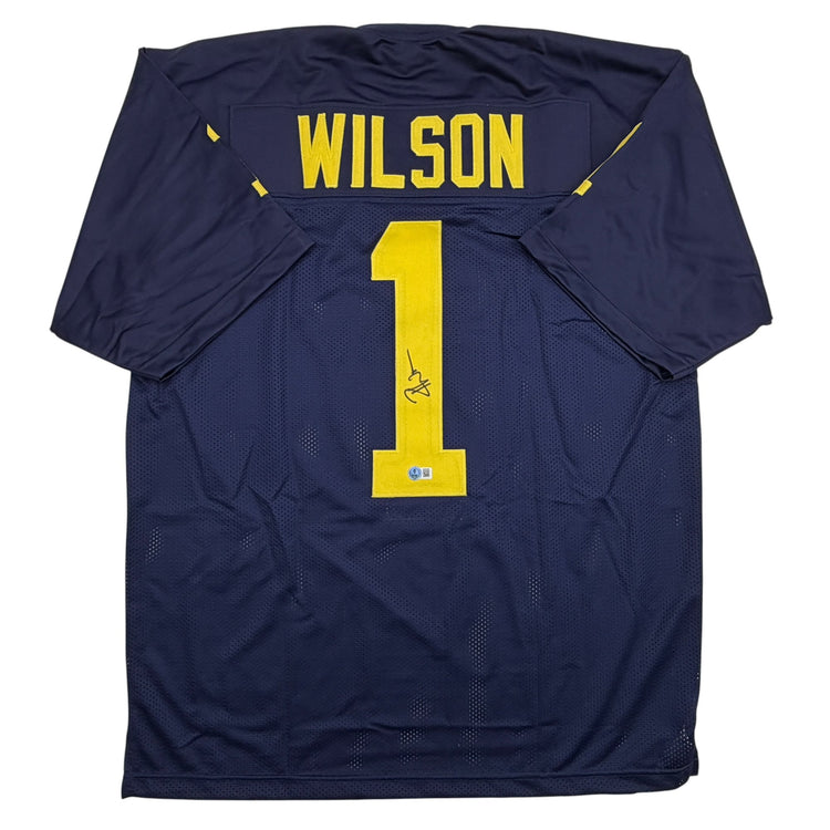 Autographed/Signed Roman Wilson Michigan Blue College Football Jersey Beckett BAS COA