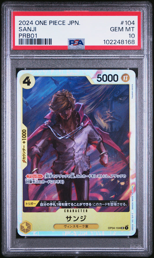 Graded 2024 One Piece Japanese Sanji #104 PRB01 Premium Booster Trading Card Game PSA 10 Gem Mint