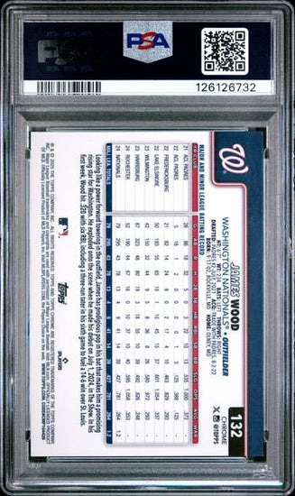 Graded 2025 Topps Chrome James Wood #132 /250 Purple Refractor Rookie RC Baseball Card PSA 10 Gem Mint