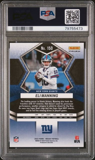 Graded 2022 Panini Mosaic Eli Manning #150 Genesis Football Card PSA 10 Gem Mint