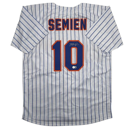 Autographed/Signed Marcus Semien New York Pinstripe Baseball Jersey Beckett BAS COA