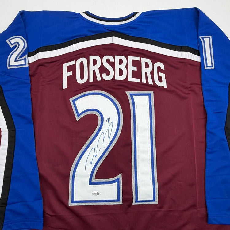 Autographed/Signed Peter Forsberg Colorado Maroon Hockey Jersey JSA COA