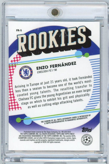 2023 Topps Finest UEFA Champions League Enzo Fernandez #FR5 /500 Rookies Auto Chelsea FC Rookie RC Soccer Card