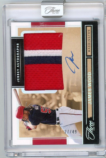 2025 Panini Three & Two James Wood #JKJW /49 Jersey Autographs Rookie RC Baseball Card