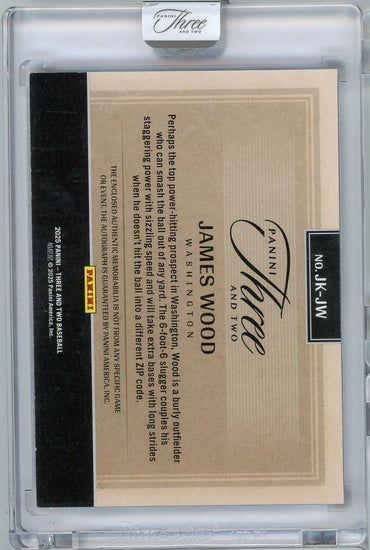 2025 Panini Three & Two James Wood #JKJW /49 Jersey Autographs Rookie RC Baseball Card