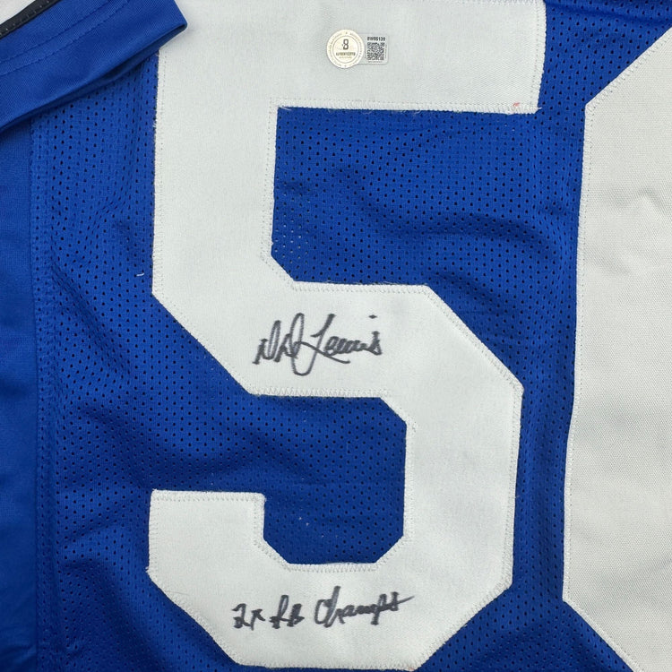 Autographed/Signed D.D. DD Lewis "2x SB Champs" Dallas Retro Blue Football Jersey Beckett BAS COA