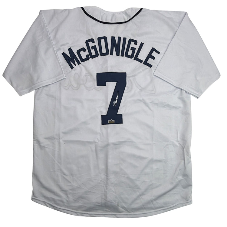 Facsimile Autographed Kevin McGonigle Detroit White Reprint Laser Auto Baseball Jersey Size Men's XL