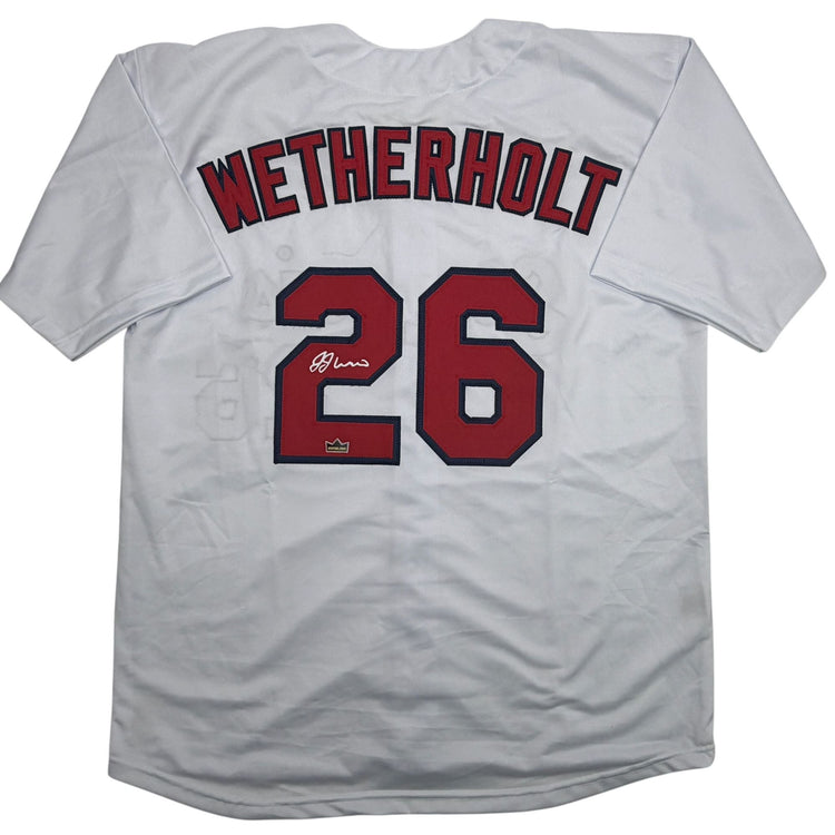 Facsimile Autographed JJ Wetherholt St. Louis White Reprint Laser Auto Baseball Jersey Size Men's XL