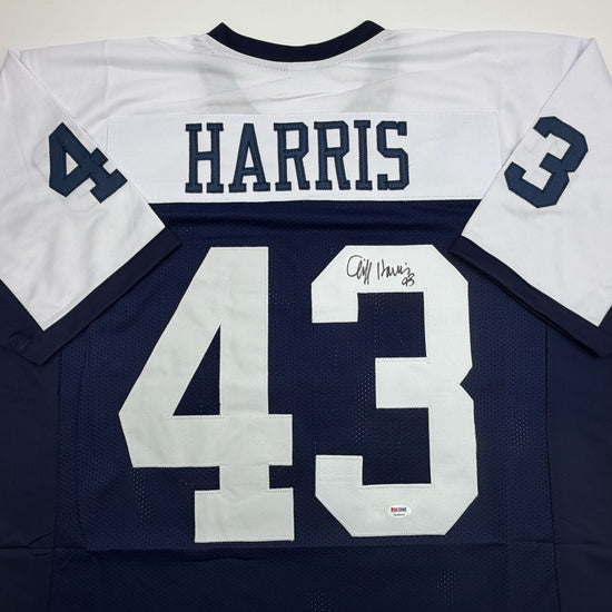 Autographed/Signed Cliff Harris Dallas Thanksgiving Day Football Jersey PSA/DNA COA