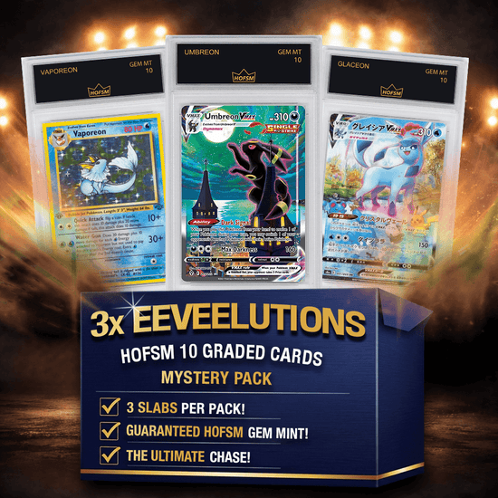 3x Eeveelutions Gem Mint Pokemon Cards Mystery Pack - HOFSM 10 Graded