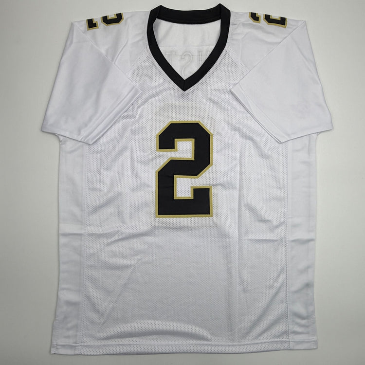 Autographed/Signed Jameis Winston New Orleans White Football Jersey Beckett BAS COA