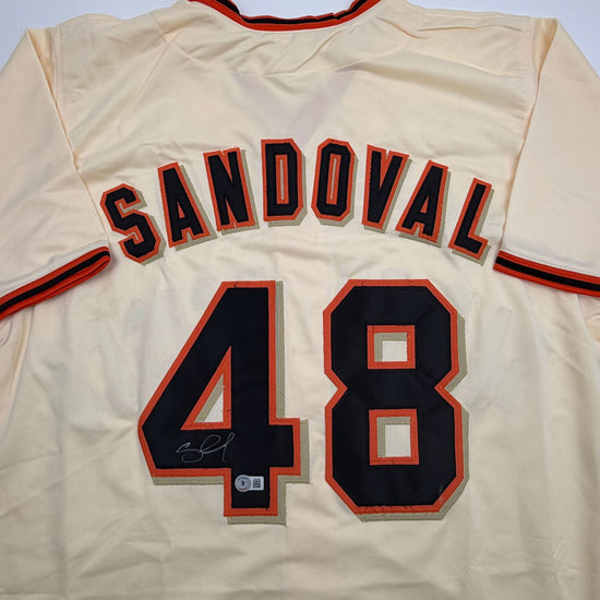 Autographed/Signed Pablo Sandoval San Francisco Cream Baseball Jersey Beckett BAS COA