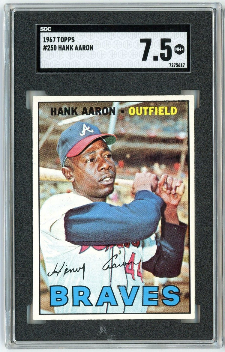 Graded 1967 Topps Hank Aaron #250 Baseball Card SGC 7.5 NM+