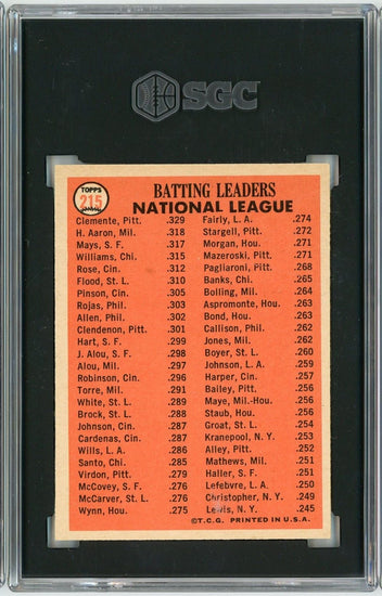 Graded 1966 Topps NL Batting Leaders #215 Baseball Card SGC 5.5 EX+