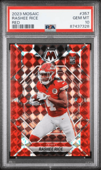 Graded 2023 Panini Mosaic Rashee Rice #357 Red Rookie RC Football Card PSA 10 Gem Mint