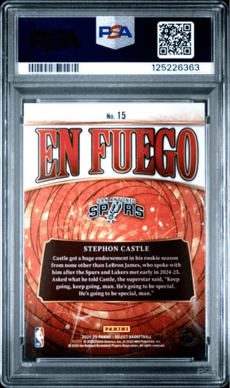 Graded 2024 Panini Select Stephon Castle #15 En Fuego Rookie RC Basketball Card PSA 10 Gem Mint