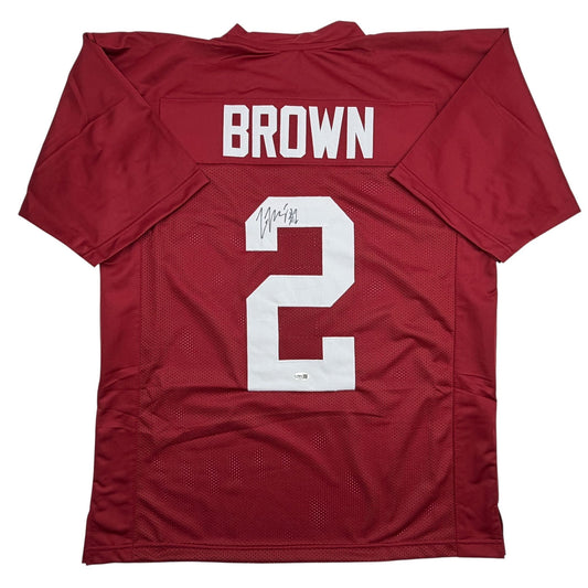 Autographed/Signed Zabien Brown Alabama Red College Football Jersey JSA COA