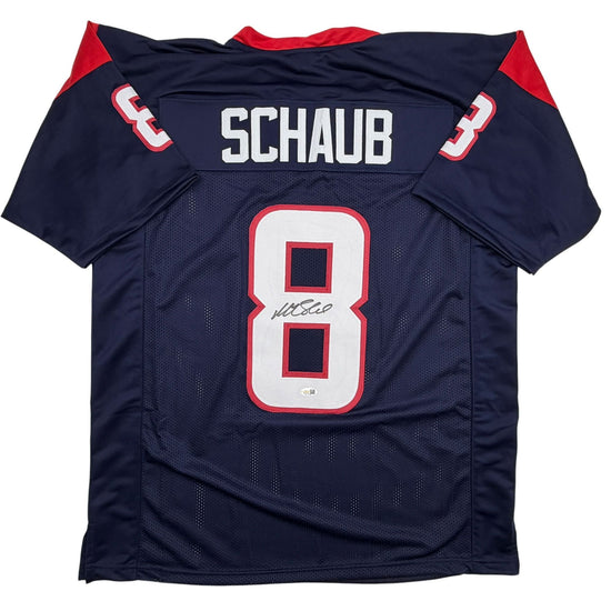Autographed/Signed Matt Schaub Houston Navy Blue Football Jersey JSA COA