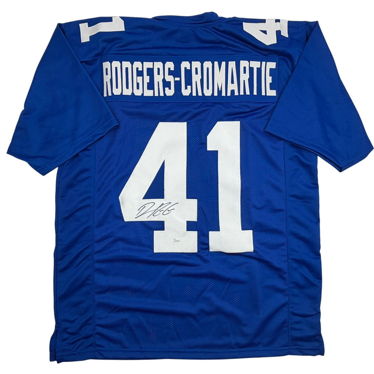 Autographed/Signed Dominique Rodgers-Cromartie New York Blue Football Jersey JSA COA