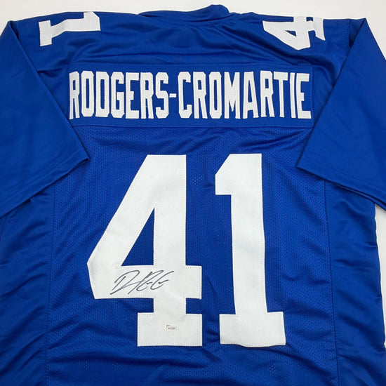 Autographed/Signed Dominique Rodgers-Cromartie New York Blue Football Jersey JSA COA