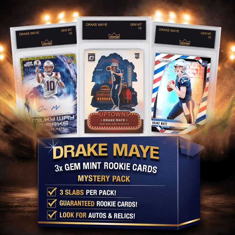 3x Drake Maye RC Gem Mint Football Rookie Cards Mystery Pack - HOFSM 10 Graded