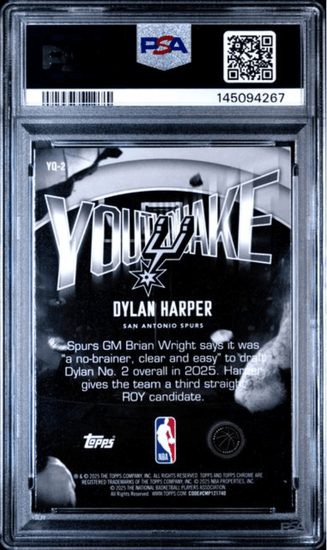 Graded 2025 Topps Chrome Dylan Harper #YQ2 Youthquake Rookie RC Basketball Card PSA 10 Gem Mint