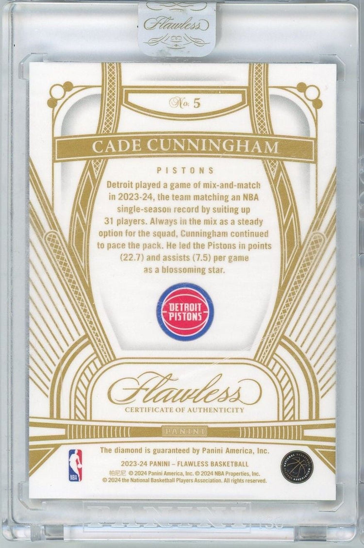 2023 Panini Flawless Cade Cunningham #5 /20 Diamond Basketball Card