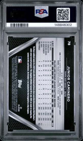Graded 2024 Topps Chrome Black Junior Jaminero #78 Green Refractor /99 Rookie RC Baseball Card PSA 10 Gem Mint