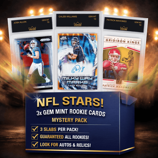 3x NFL Stars Gem Mint Rookie Cards Mystery Pack – HOFSM 10 Graded