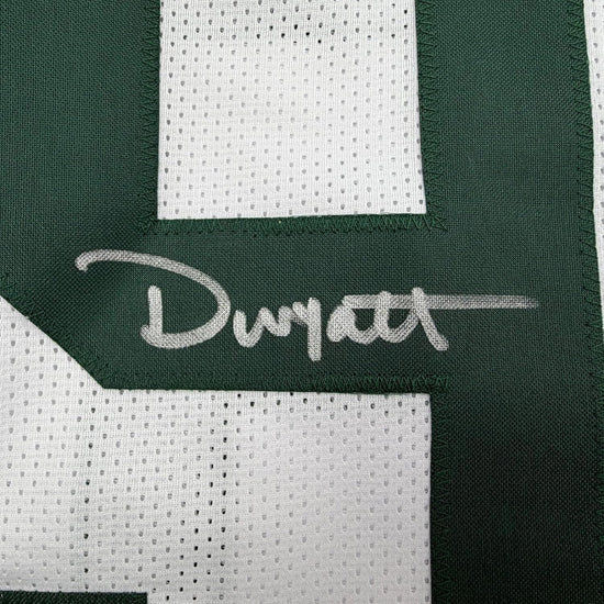 Framed Autographed/Signed Devonte Wyatt 35x39 Green Bay White Football Jersey Beckett BAS COA
