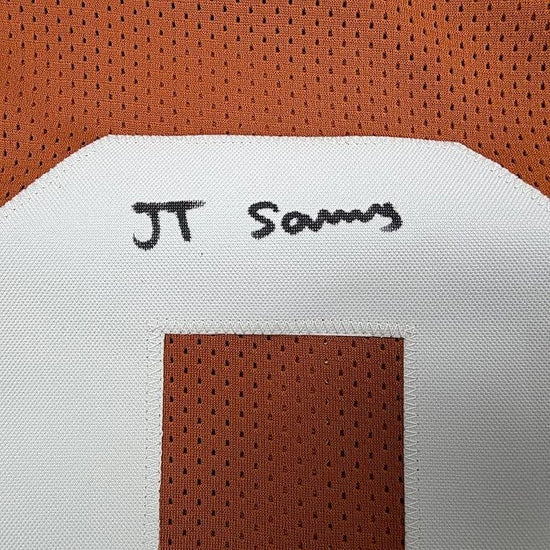Framed Autographed/Signed Ja'Tavion Sanders 35x39 Texas Orange College Football Jersey Beckett BAS COA